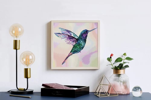 Elmas Mozaik Tablo Kuş Cıvıldaması – 32 x 32 cm
