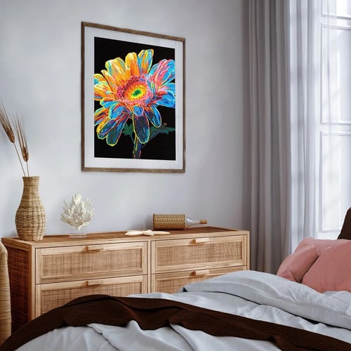 Elmas Mozaik Tablo Neon Gerbera – 46 x 36 cm