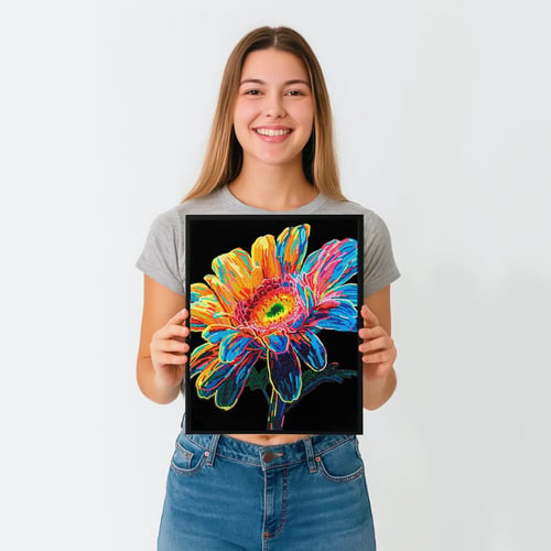 Elmas Mozaik Tablo Neon Gerbera – 46 x 36 cm