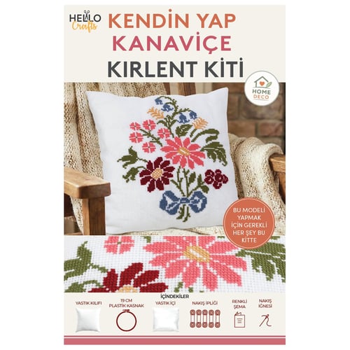 Hello Crafts Kanaviçe Kırlent Kiti, Kendin Yap Hobi Seti
