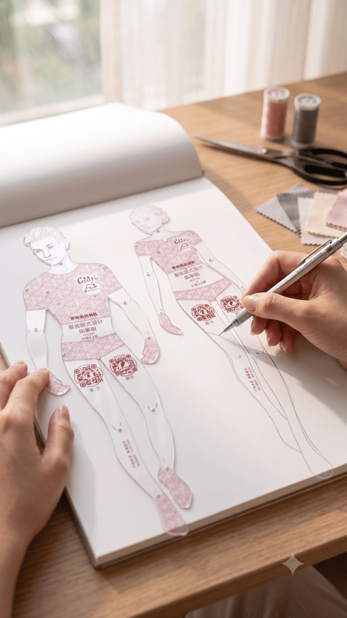 Moda Tasarım Kroki Şablonu Seti - Kadın ve Erkek İnsan Figürü