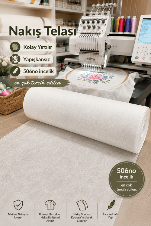 Nakış Telası, 506No Kolay Yırtılan Makine Nakışı Altına Yapışkansız Tela 1. Kalite