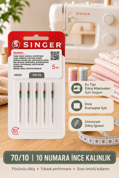 Singer 70/10 Makine İğnesi, Ev Tipi Makine İğnesi, Singer Dikiş İğnesi 2020