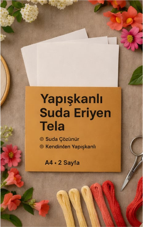 Yapışkanlı Suda Eriyen Tela - A4 x 2 Sayfa