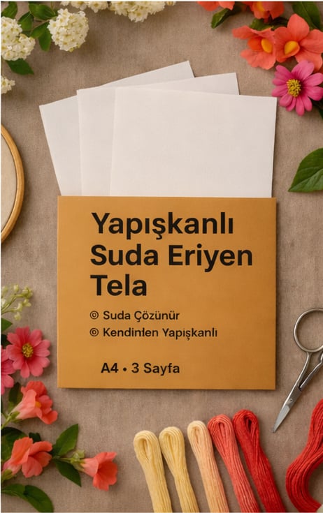 Yapışkanlı Suda Eriyen Tela - A4 x 3 Sayfa