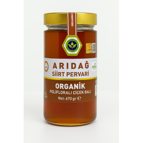 Organik Pervari Yayla Süzme Çiçek Balı (670 gr) Arıdağ