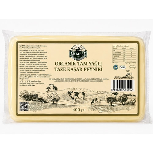 Organik Taze Kaşar Peyniri (400 gr) Akmeşe