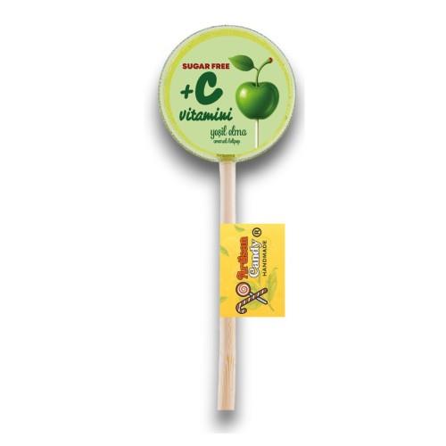 Şekersiz Kristal Lollipop C Vitamini Yeşil Elma (adet) Artisan Candy Handmade