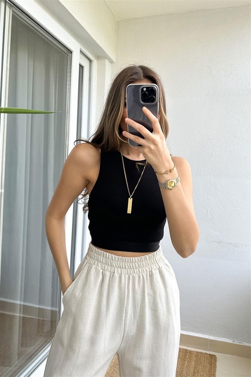 30114 Crop Top-Siyah