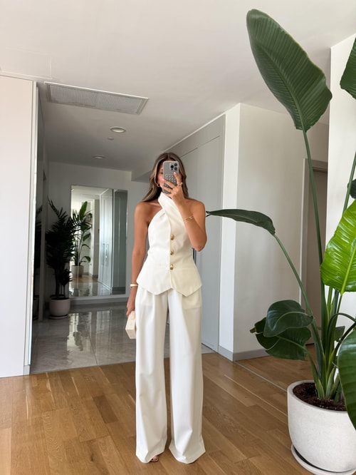 Aria Premium Yelekli Pantolon Takım - Ekru