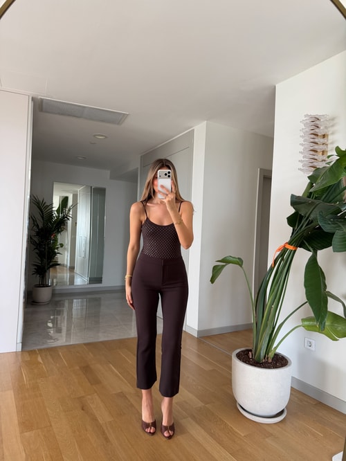 Aveline Flare Kesim Pantolon - Kahve