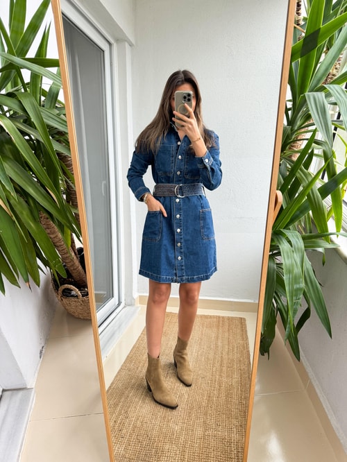 Barbara Kemerli Denim Elbise