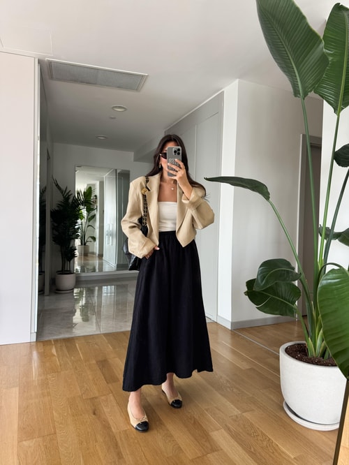 Beli Lastikli %100 Keten Etek- Siyah