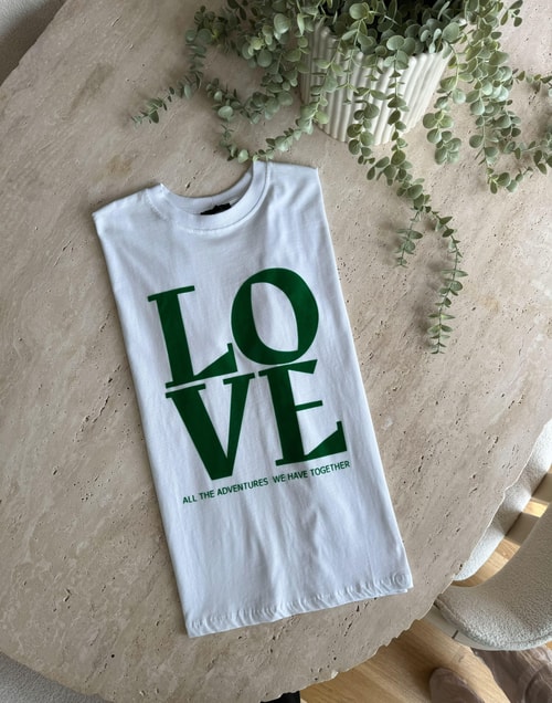 Big Love Yeşil Baskılı Tişört