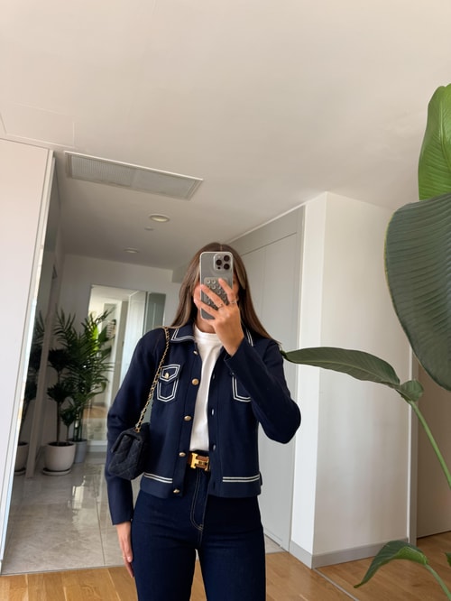 Biyeli Cep Detaylı Hırka - Lacivert