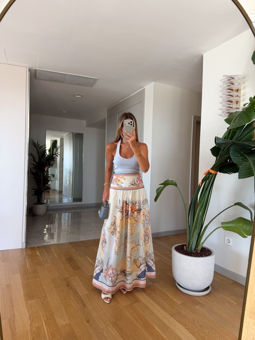 Brisa Çiçek Desenli Maxi Etek 
