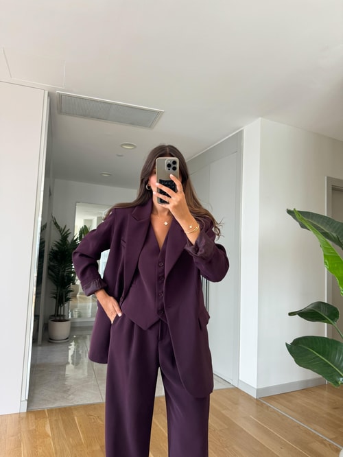 Charlie Premium Blazer Ceket-Mürdüm
