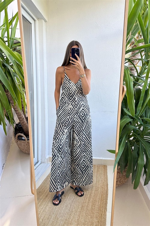 Çizgi Desenli Tulum
