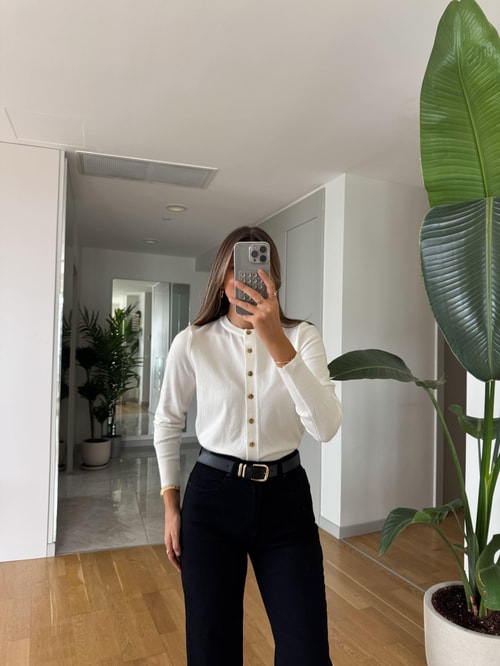 Conroy Düğmeli Triko Hırka - Ekru