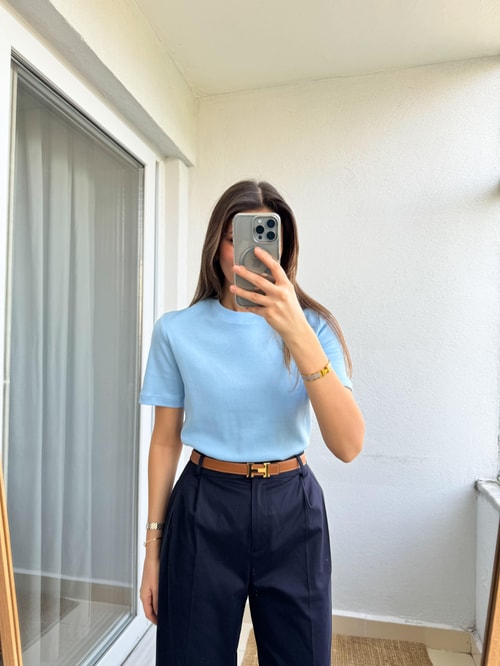 Cs Premium Pamuklu Tişört-Mavi