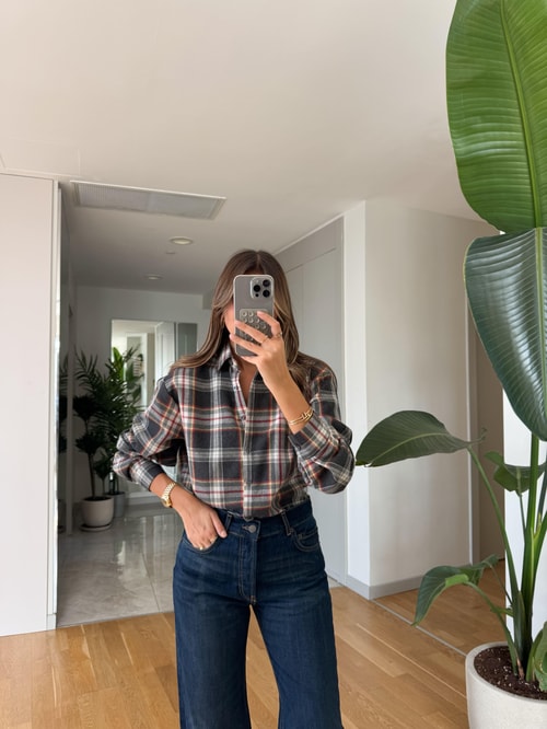 Daisy Antrasit Bej Ekoseli Gömlek