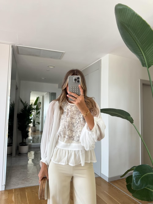 Dantelli Şifon Gömlek