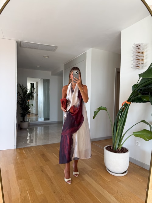 Dias Halter Yaka Desenli Elbise 
