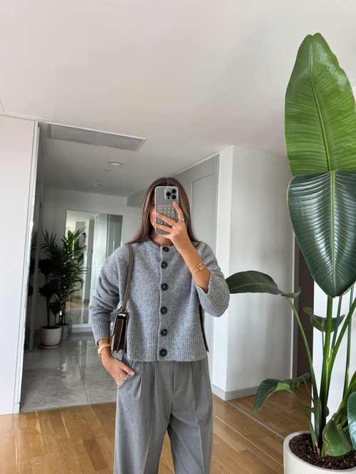 Dilvin Düğmeli Hırka - Gri