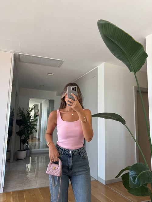 Dilvin Fitilli Askılı Atlet - Pembe