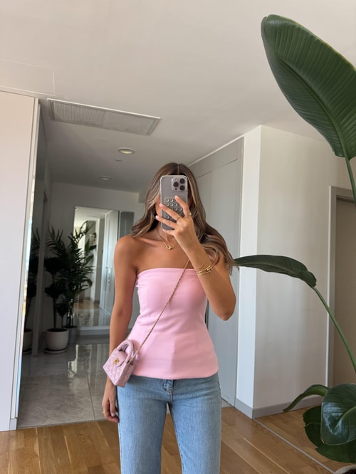 Dilvin Straplez  Bluz - Pembe