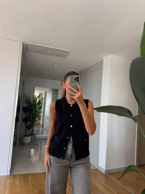 Düğmeli Ceplİ Hırka - Siyah