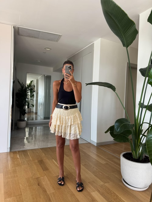 Ekru Dantel Kat Kat Etek 