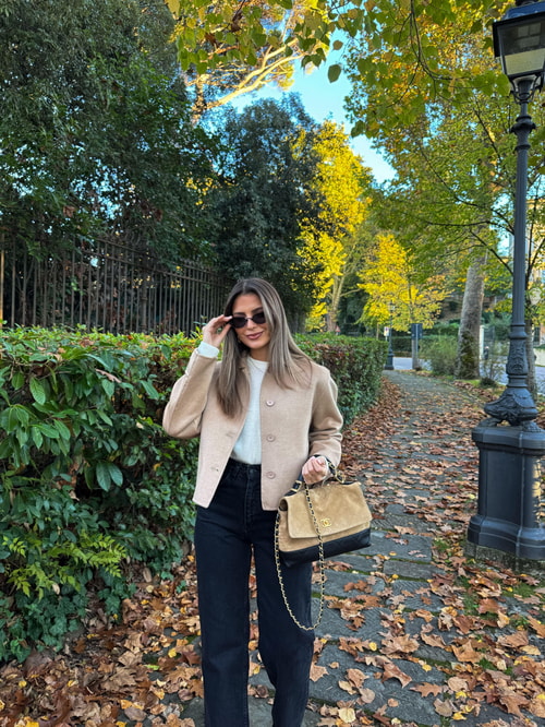 El Yapımı Özel Seri Kaşe Kısa Ceket - Camel