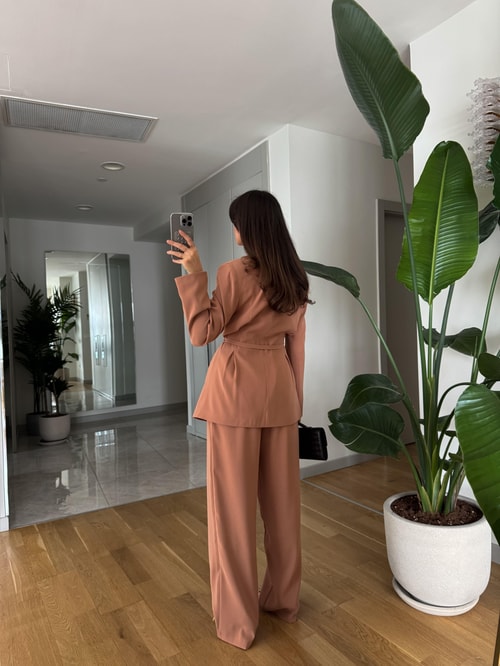 Emily Premium Palazzo Pantolon- Mocha Mousse · 4