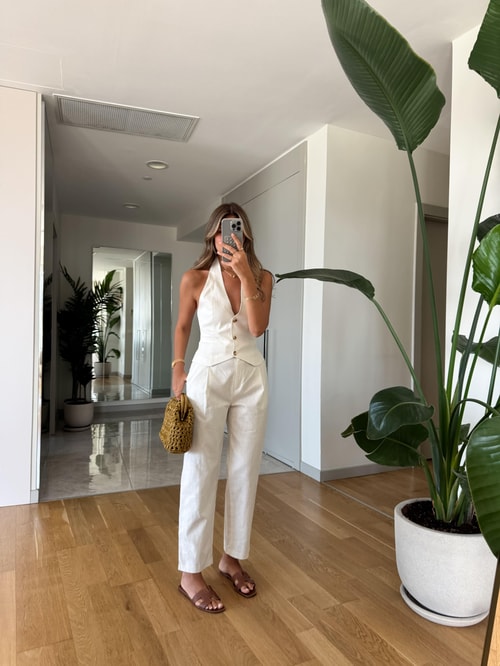 Flw Yelek Pantolon Takım - Ekru