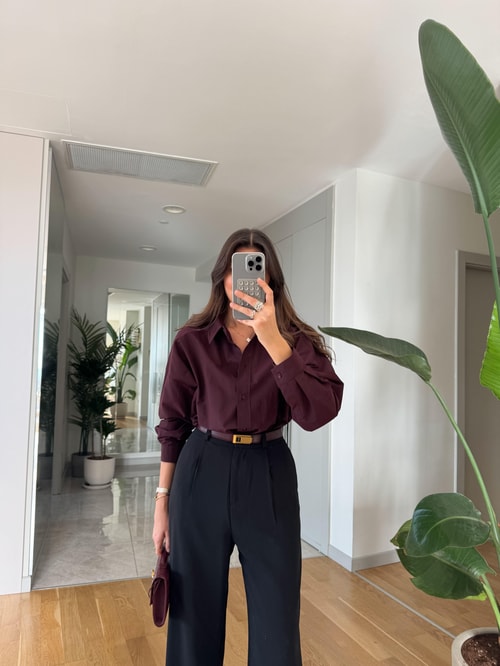 Fp Oversize Poplin Gömlek- Bordo