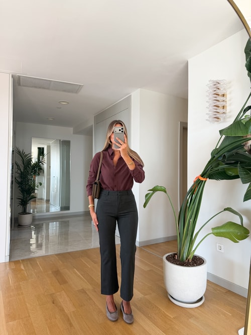 Gizli Cep Detaylı Mini Flare Pantolon - Antrasit