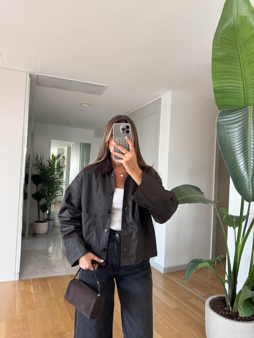 Kadife Yakalı Cepli Parka - Kahve