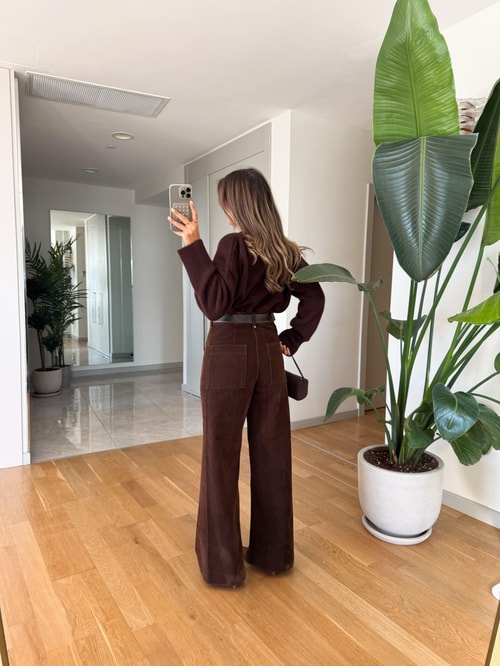 Kahve Kadife Önden Çimalı Pantolon · 5