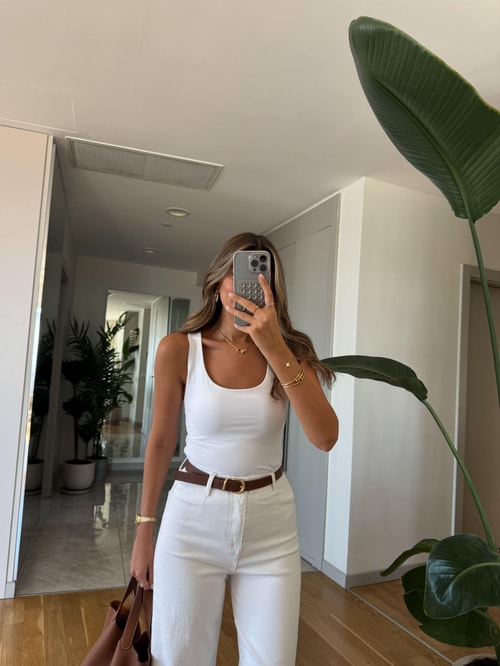 Kalın Askılı Poliamid Atlet - Beyaz