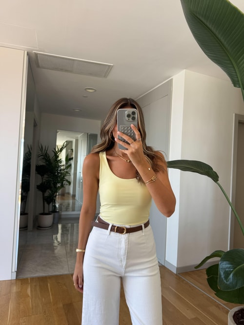 Kalın Askılı Poliamid Atlet - Sarı