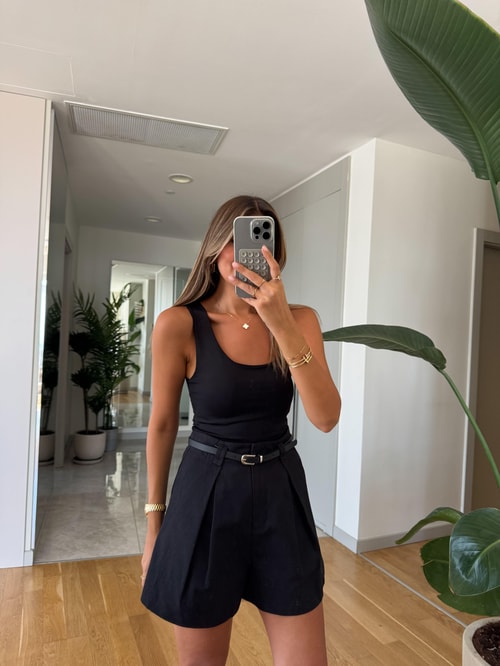 Kalın Askılı Poliamid Atlet - Siyah