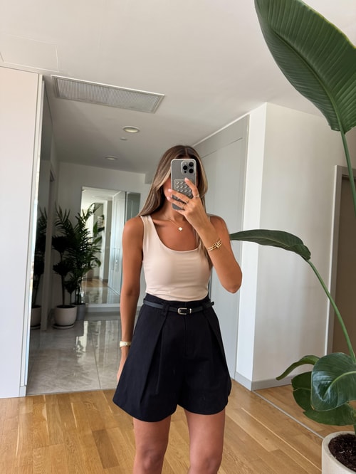 Kalın Askılı Poliamid Atlet - Taş