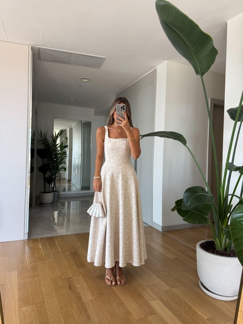 Kate Üzeri Sim Nakışlı İthal Elbise - Pembe