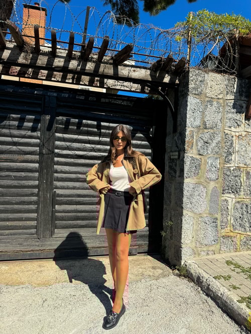 Kemerli Piliseli Şort Etek