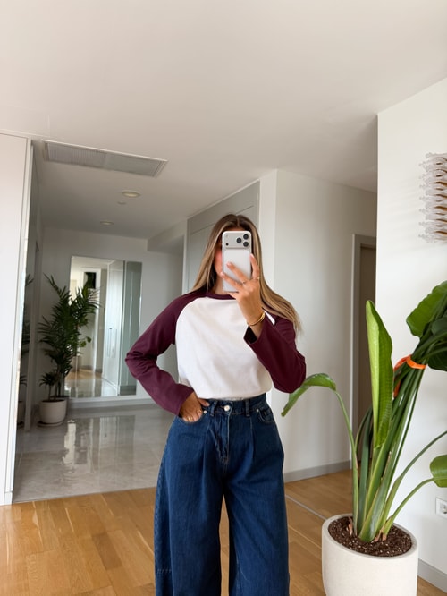 Kolu Renkli Sweatshirt - Mürdüm