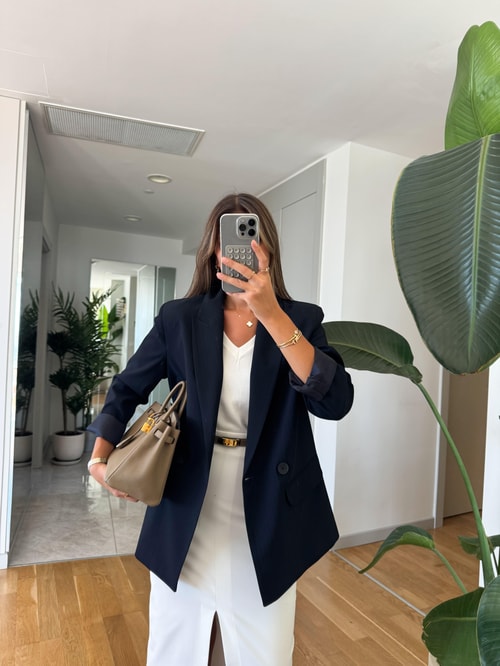 Lacivert Çizgili Blazer Ceket 