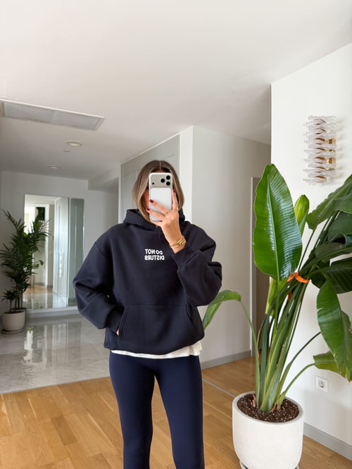 Lacivert Sırt Baskılı Sweatshirt 