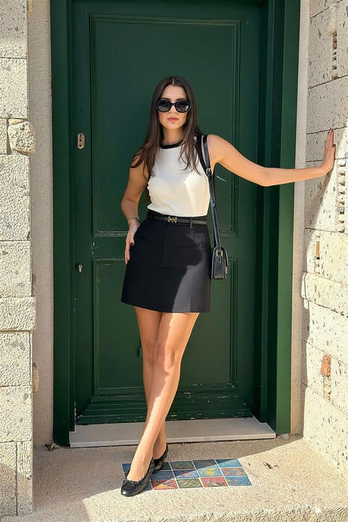 Laura Cepli Mini Etek-Siyah