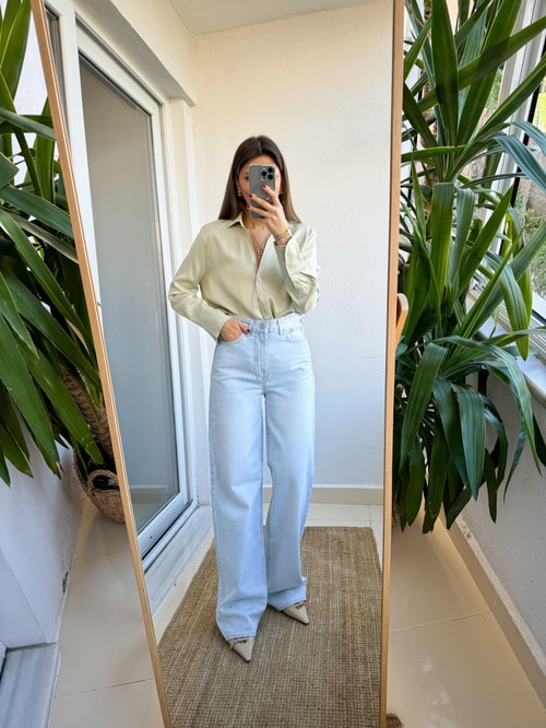 Livio Yüksek Bel Straight Jean-Buz Mavi